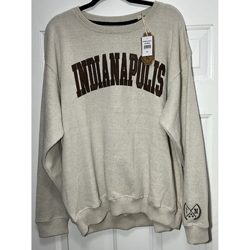 New York Popular Indianapolis Embroidered Oatmeal/Tan Sweatshirt Adult XL